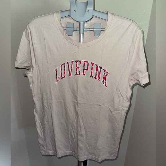 PINK Victoria's Secret Cream Short Sleeve T-Shirt - Picture 1 of 4